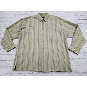 Bassiri Uomo USA MENS XL Beige Striped Long Sleeve Button Shirt Microfiber